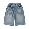 thumbnail image 3 of Landzoo Little Girls Back To School Pants Solid Color Elastic Waist With Pockets Fall Soft Girls Denim Trousers Size 5-6 Years, 3 of 9