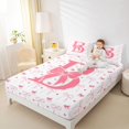 thumbnail image 4 of Manfei Dreamy Princess Letter B Twin Sheet Sets, Girly Pink Ribbon Bow-tie Twin Fitted Sheet, Teens Kids Girls Flat Sheet, Luxury Bedroom Decor, 3pcs, 4 of 7