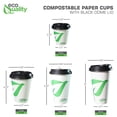 thumbnail image 6 of 10oz Disposable Compostable White Paper Coffee Cups with Black Dome Lids Green Leaf, 6 of 9