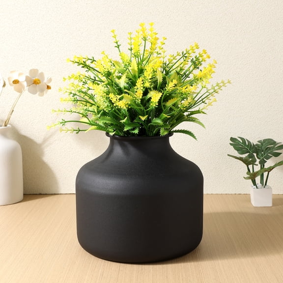 IMIKEYA Elegant Black Metal Flower Vase Matte Finish Decorative Vase for Floral Arrangements and Home Decor