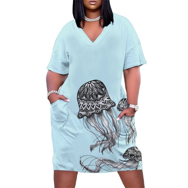 Vestido colgante de Medusa con bolsillos para mujer, vestido de verano para fiesta de cumpleaños.