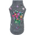 thumbnail image 1 of Dog sweater with floral embroidery (gray, L)-, 1 of 3