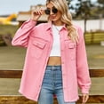 thumbnail image 2 of SWSMCLT Women's Denim Button Down Shirt Boyfriend Loose Lapel Top Spring Coat Long Sleeve Button Fashion Thin Pink X-Large, 2 of 5