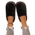 thumbnail image 4 of IEMIEMIEM Womens Slippers Thick Platform Fluffy Fuzzy Closed Toe Slide Soft Warm Plush Slip On House Slippers Non Slip Rubber Sole Indoor Bedroom Winter Slippers Black 9-10 Wide, 4 of 5
