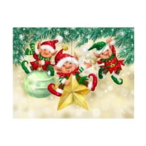 MAKIKO 'Elves On Christmas Baubles' Canvas Art