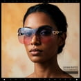 thumbnail image 4 of SA106 Womens Oversize Shield Curved Wrap Around Fashion Sunglasses / Gold Frame - Blue Pink Lens, 4 of 7
