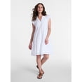 thumbnail image 3 of Time and Tru Women's Eyelet Embroidery Cotton Mini Dress with Flutter Sleeves, Sizes XS-XXXL, 3 of 6