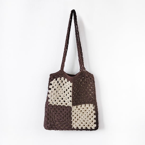 Zhuge Bolso de hombro tejido para mujer, bolso de mano tejido, bolso de mano tejido elegante para playa de verano, bolsos de hombro de 9,44 x 0,39 x 9,44 pulgadas (marrón)