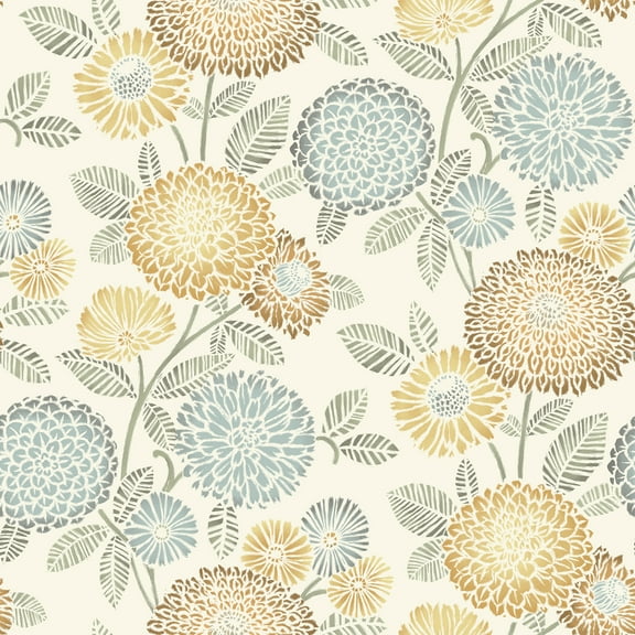Chesapeake Zalipie Apricot Floral Trail Wallpaper, 20.5-in by 33-ft