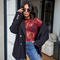 thumbnail image 4 of Stichou Womens Lace Mesh Tops Long Sleeve Floral Sheer See Through Tops Mock Neck Shirts Party Club Night Blouses Wine XL, 4 of 7