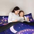 thumbnail image 4 of Castle Fairy Magical Camper Full Size Comforter Sets 3 Pieces for Girls, Starry Night Print Bedding Sets for Bedroom, Purple Black,Black Reversible, 4 of 6