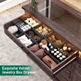 thumbnail image 5 of ChVans 63"W Wooden Dresser with Glass Top & Jewelry Drawer, Farmhouse 8 Drawer Dresser Closet Island with LED Lights, Large Rustic Wide Chest of Drawers for Bedroom (Brown), 5 of 9