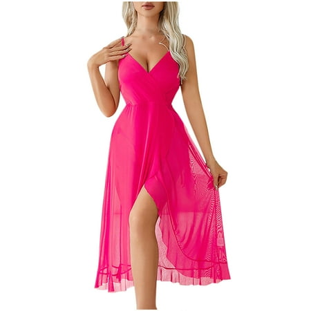 Women s Lingerie Deep V Neck Cami Nightgown Sexy Sleepwear Negligee Nightie Bridal Babydoll Chemise