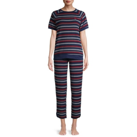 EV1 from Ellen DeGeneres Women’s Short Sleeve Raglan Top Striped Pajama Set