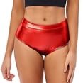 thumbnail image 7 of KALE Shorts for Women Sexy Short High Waisted Leather Metallic Solid Color Gloss Women's Super Hot Pants Summer Pants Red, 7 of 7