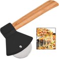 thumbnail image 1 of Axe Stainless Steel Pizza Cutter Dishwasher Safe wooden handle Waffle Pancakes（black）, 1 of 5