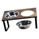thumbnail image 2 of Soporte para comederos de perros con 2 cuencos de acero inoxidable, comedero doble para mascotas, comedero para gatos, comederos de madera, 2 of 10