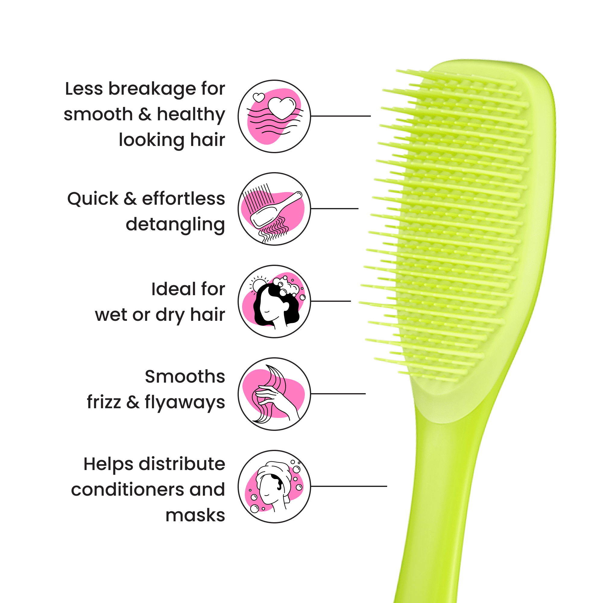 The Essential Detangler® by Tangle Teezer® for Wet & Dry Hair, Neon Green