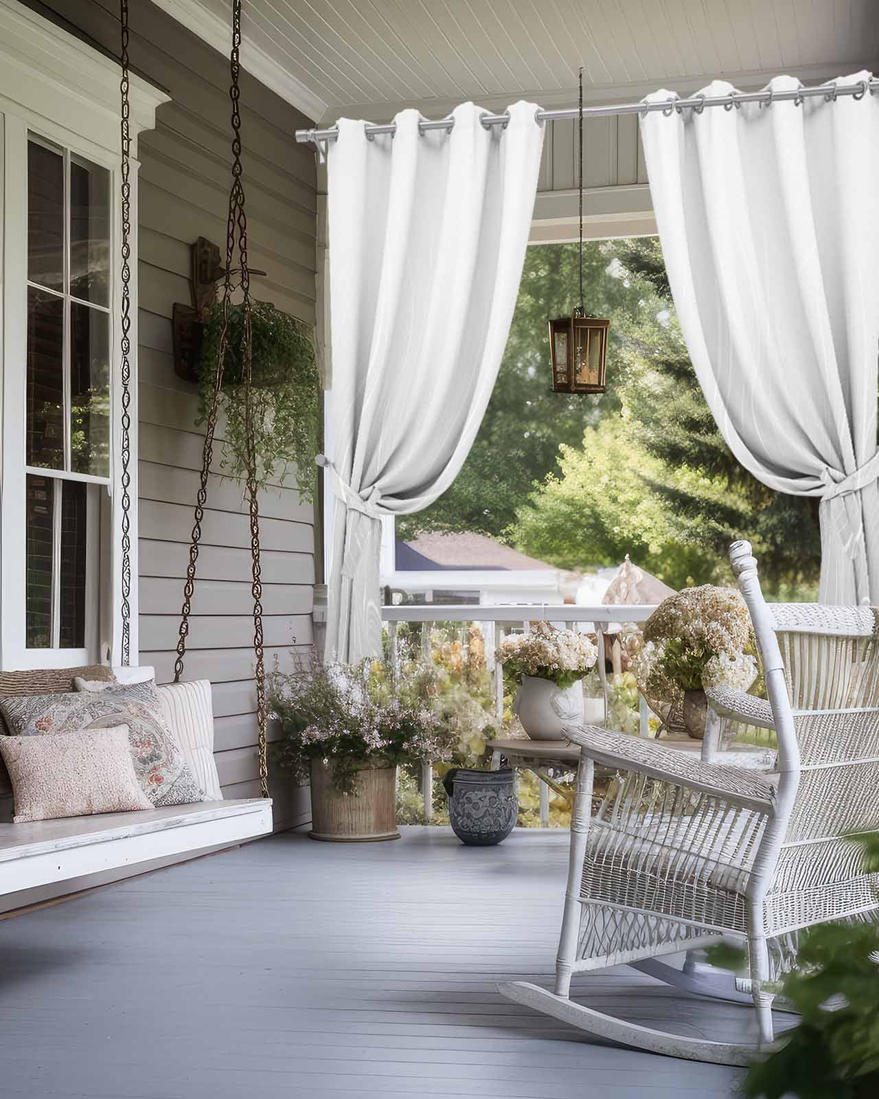 Grey Geometric Outdoor Curtains for Patio, Modern White Stripe Abstract Distortion Art Privacy Drapes Grommet Waterproof Outside Curtains for Porch/Cabana/Balcony 54"x 108", 1 Panel