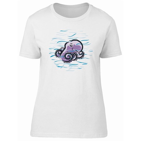 Violet Octopus Cartoon On Water Tee Men's -Image by Shutterstock