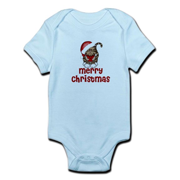 CafePress - Merry Christmas Santa Cat Infant Bodysuit - Baby Light Bodysuit
