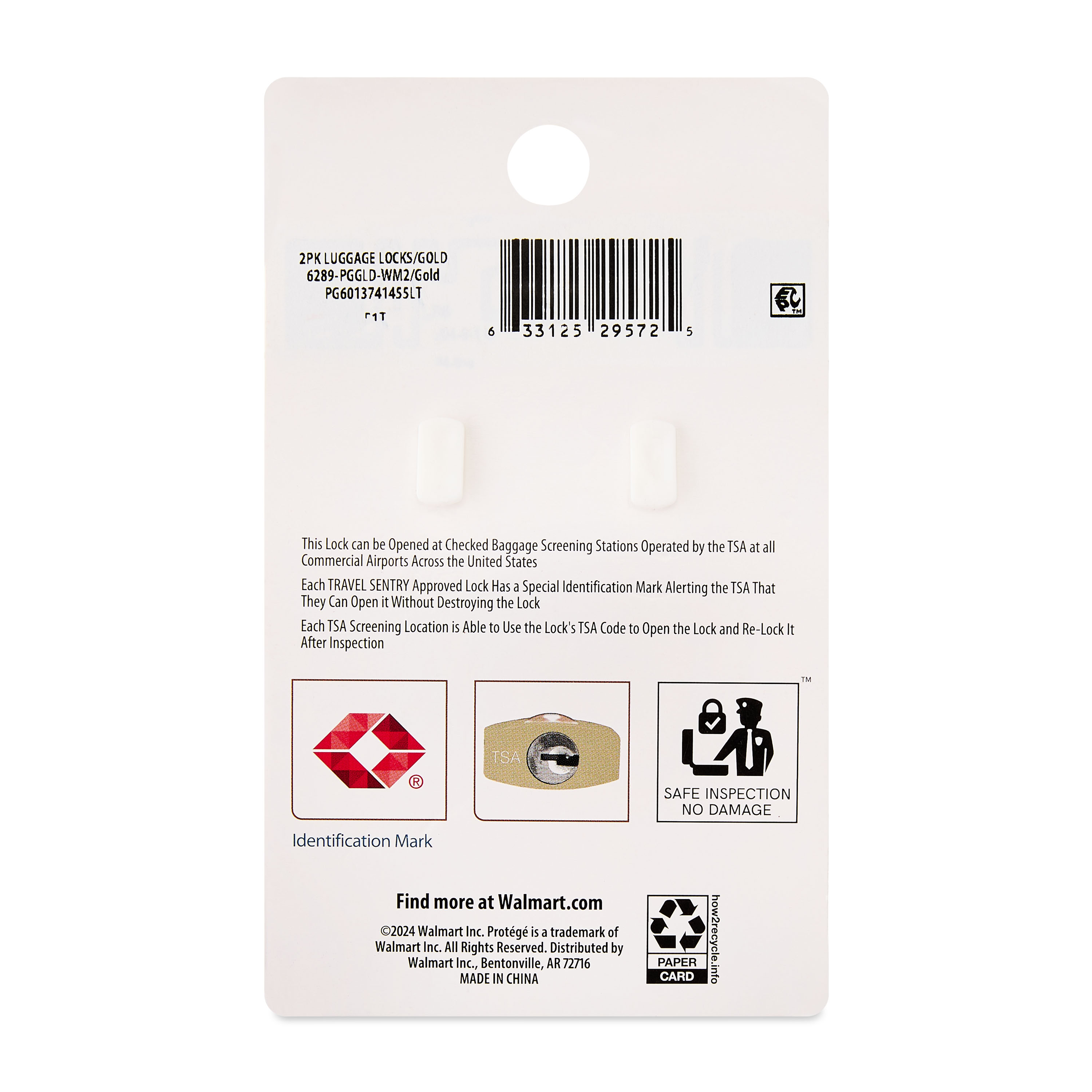 Protege Key Luggage Locks, Gold, Set of 2