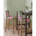 thumbnail image 2 of Summer Flamingo Bar Stool Covers Set of 4, Tropical Plants Botanical Floral Black Plaid Stretch Bar Chair Covers with Backs, Removable Pub Counter Height Chair Cover for Kitchen Dining Room Cafe, 2 of 7