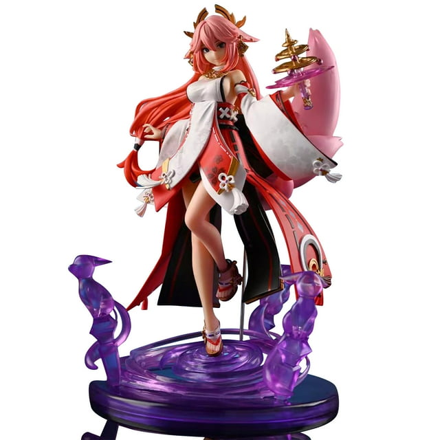 KEVCHE 24cm Figuras Genshin Impact Juguete, Shogun Raiden Figura Anime Genshin Impact Figuras de Acción Yae Miko, Yae Miko Figures para Niños y Aficionados, Edad 3+