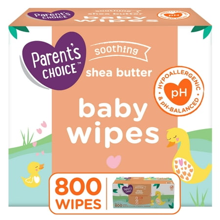 Parent's Choice Soothing Baby Wipes, Shea, 8 Flip-Top Packs (800 Total Wipes)