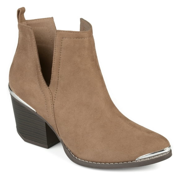 cognac low heel booties