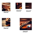 thumbnail image 4 of Designart "Futuristic Orange McClaren Sports Car Racing I" Cars Race Car Metal Art Living Room Set, 4 of 5