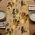 thumbnail image 5 of Table Runners 108 Inches Long Dress Scarves, Construction Truck Farmhouse Coffee/Dining/Kitchen Table Runner for Living Room, Cartoon Grips and Bulldozers Turmeric 13x108 Inch, 5 of 9