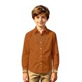 thumbnail image 5 of Boys Oktoberfest Embroidered Long Sleeve Button Down Shirt, Kids Western Festival Lapel Shirt, Casual Solid Color Decorative Print Top for Daily Party Wear(Brown1,5-6 Years), 5 of 5