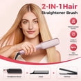 thumbnail image 2 of Hair Straightener Brush,Fast Heating Straightening Comb with 4 Temp, Anti-Scald Flat Iron Straightening Brush, Ceramic Ionic, Pink, 2 of 8