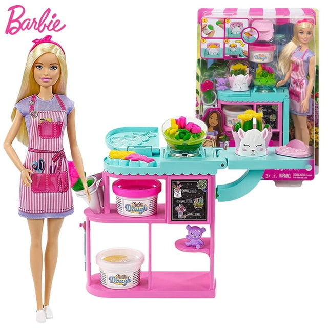 Barbie-Juego de decoración de pasteles para niños, postres para hornear, cocina, muñecas rubias, casa de simulación, juguetes para niños, fabricación de alimentos, Original Fivean unisex