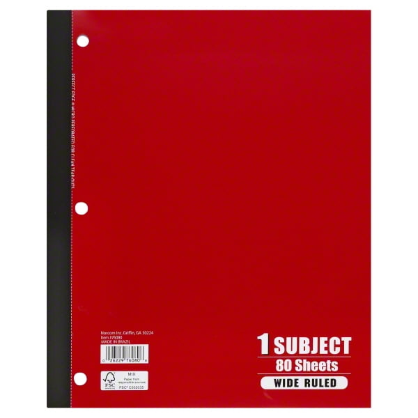 1Subject Notebook, Wide Ruled