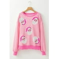 thumbnail image 3 of Women's Pink Stripe Santa Claus Print Drop Shoulder Long Sleeve Top | [ZhiHiMeRi] | (US 4-6)S, 3 of 6