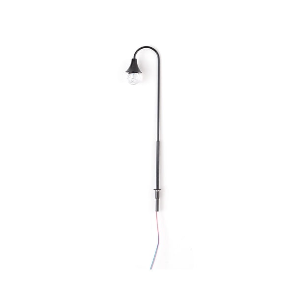 Naiovety Modelo de lámpara de ferrocarril, farola a escala en miniatura, accesorios de construcción, manualidades de un solo cabezal, luz LED Artesanía Negro (luz blanca)