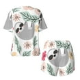 thumbnail image 2 of Sigee Cute Cartoon Sloth for Sleepwear Casual Pjs with Pockets Women's Pajamas Sets Shorts 2 Piece Short Sleeve Lounge Sets Small, 2 of 9