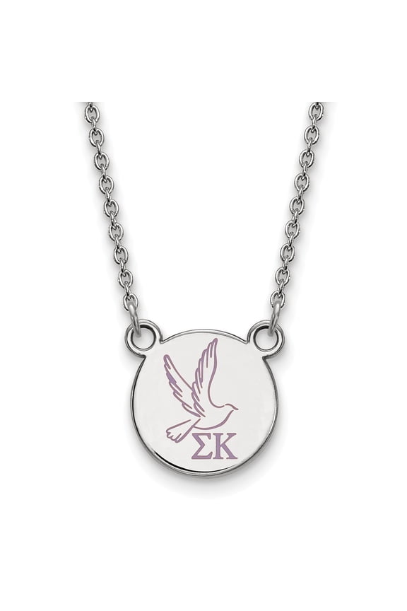 925 Sterling Silver Rh-plated LogoArt Sigma Kappa Sm Enl Pend w/Necklace; 18 inch