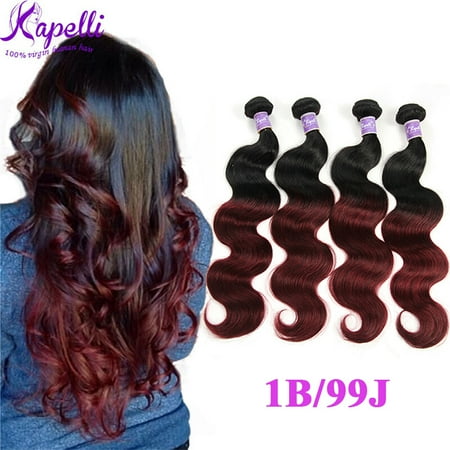 Kapelli Ombre Brazilian Hair Body Wave 4 Bundles Virgin Hair Weave