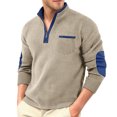 thumbnail image 5 of TOUMENY Men Sweater Zip Mock Neck Long Sleeve Casual Pullover Fall Winter Loose Solid Knit Tops Khaki XL, 5 of 5
