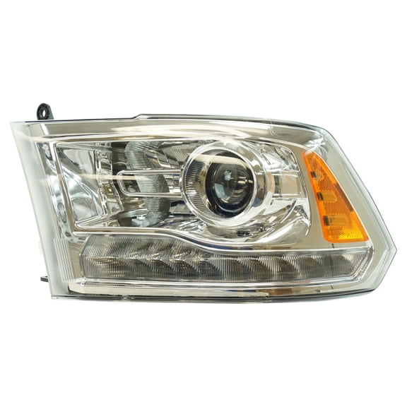 TRQ Driver Side Headlight Assembly Halogen Chrome Projector Bezel Fits 2013-2018 Ram 1500 2500 3500 CH2502244