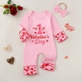 thumbnail image 5 of mgoYE Baby Girl Valentines Outfit Newborn Long Sleeve Onesie Letter Print One Piece Jumpsuit Romper Cute Spring Clothes(Pink,12-18 Months), 5 of 9