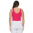 thumbnail image 3 of Women's V-Neck Basic Tank Top Bodysuit, Fuchsia, Plus Size, 1pc., 3 of 4