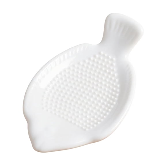 Garlic Grater Plate Fish Shaped Ceramic Grater Plate 1 Pack with Brush for Home Kitchen Use