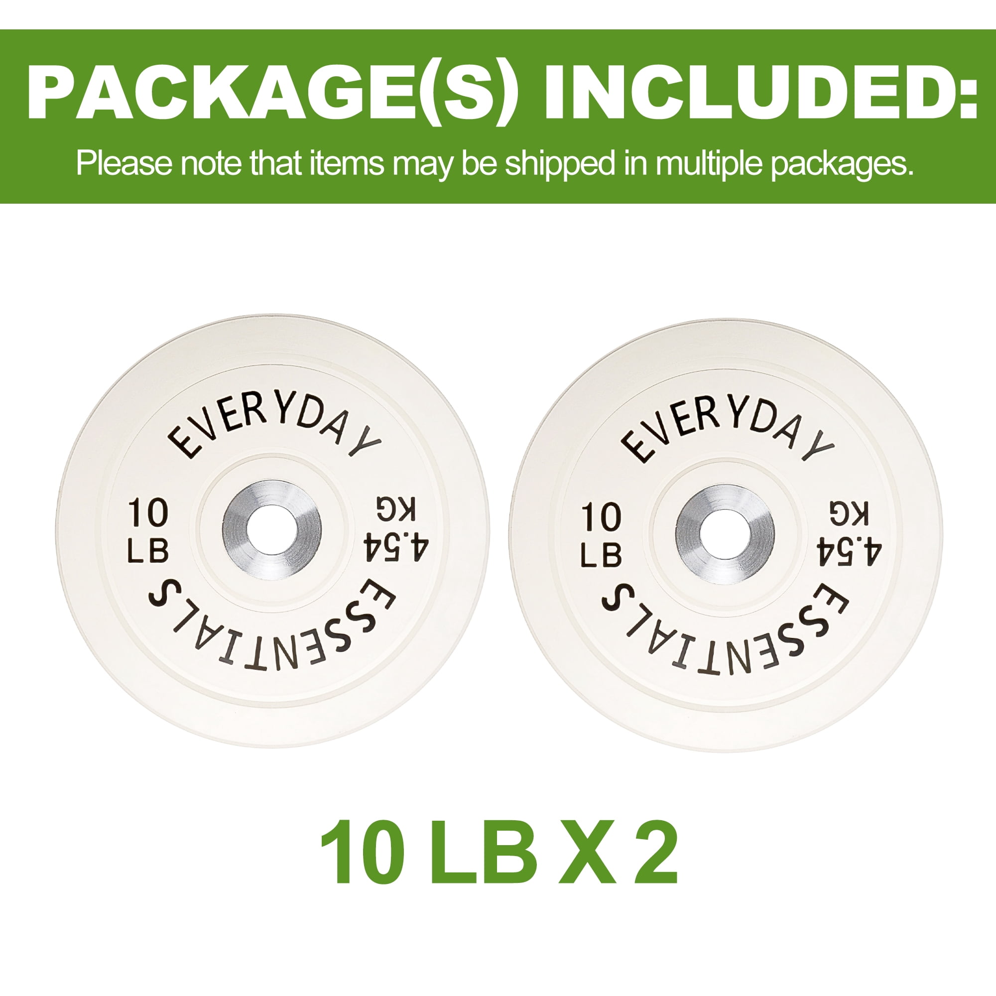 FlexWave Olympic Bumper Plates Pair 10LB, 2-Inch Rubber Barbell Plates with Steel Insert, Color-Coded Weight Plates for Weightlifting, Cross Training & Home Gym