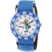 Goofy Boys' Stainless Steel Time Teacher Watch, Blue Bezel, Blue Nylon Strap
