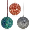 thumbnail image 2 of Ajuny Handmade Multicolor Paper Mache Balls Party Decoration Hanging Ornaments Decorative Christmas Home Office, 3 inches Set of 18, 2 of 6