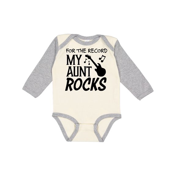 Inktastic For the Record, My Aunt Rocks Boys or Girls Long Sleeve Baby Bodysuit